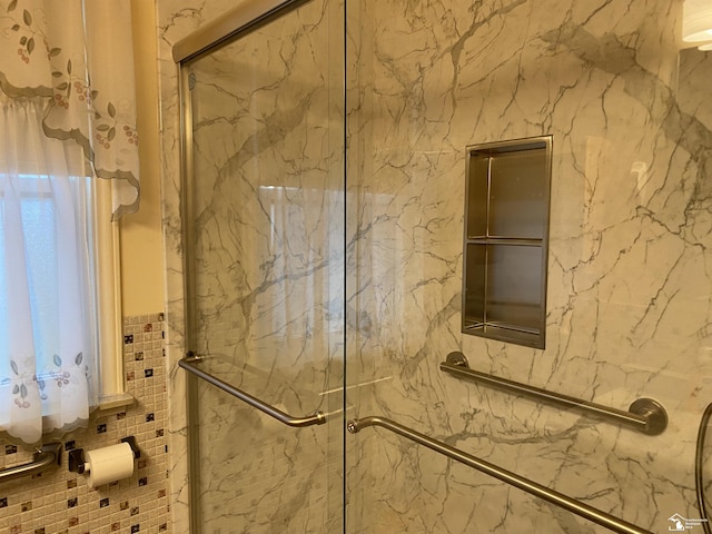 3897 15th St, Wyandotte, MI 48192 - full bath with a marble finish shower