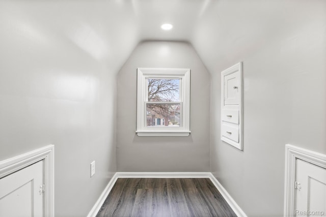 8131 Coyle St, Detroit, MI 48228 - additional living space with dark wood-type flooring and vaulted ceiling