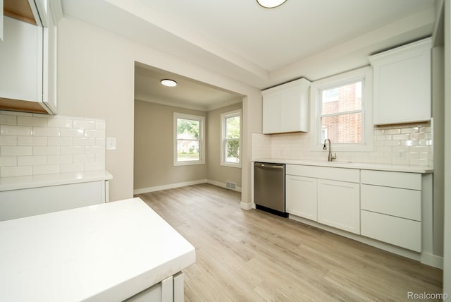 1922 N Wilson Ave, Royal Oak, MI 48073 - kitchen with dishwasher, light wood-type flooring, light countertops, and decorative backsplash