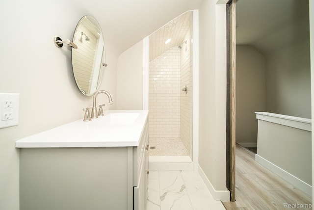 1922 N Wilson Ave, Royal Oak, MI 48073 - full bathroom featuring vanity, a stall shower, and marble finish floors