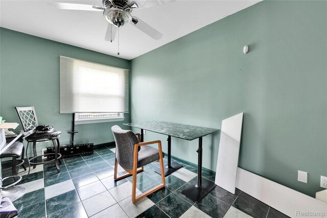 19035 Frazho Rd, Roseville, MI 48066 - home office featuring a ceiling fan and baseboards