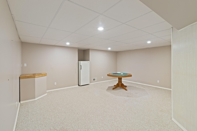 7184 Steeplechase Dr, Saline, MI 48176 - recreation room featuring carpet flooring, recessed lighting, and a paneled ceiling