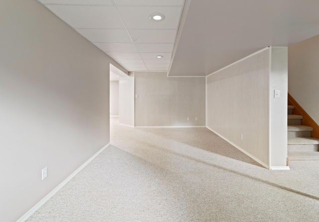 7184 Steeplechase Dr, Saline, MI 48176 - finished basement featuring carpet, stairs, and recessed lighting