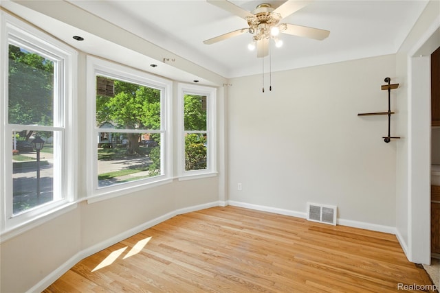 14888 Belmont Ave, Southgate, MI 48101 - unfurnished room with healthy amount of natural light, light wood-style floors, and a ceiling fan