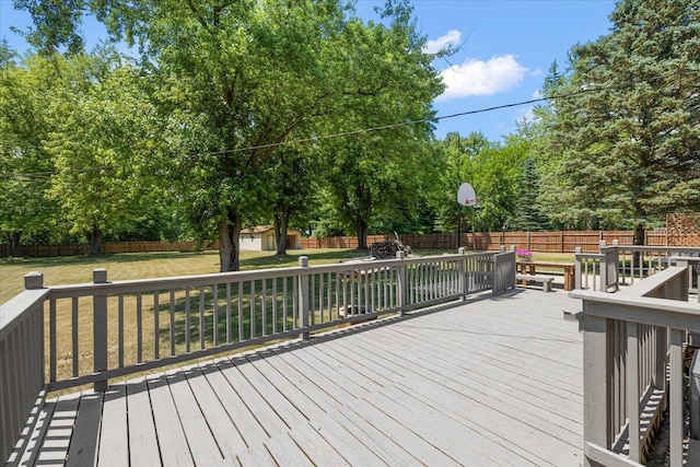 9950 Carpenter Rd, Milan, MI 48160 - deck featuring a fenced backyard and an outbuilding