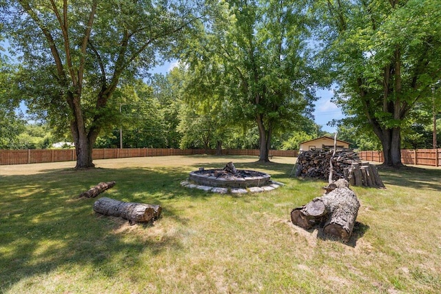 9950 Carpenter Rd, Milan, MI 48160 - fenced backyard featuring an outdoor fire pit