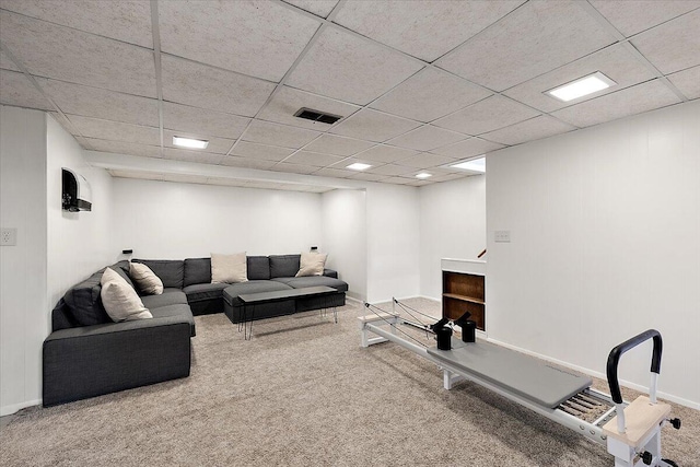 9950 Carpenter Rd, Milan, MI 48160 - carpeted living area with a drop ceiling