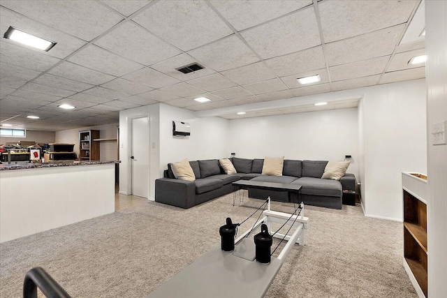 9950 Carpenter Rd, Milan, MI 48160 - carpeted living room featuring a drop ceiling
