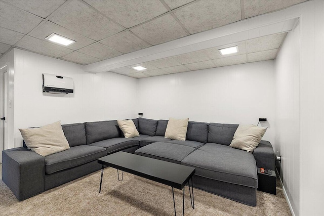 9950 Carpenter Rd, Milan, MI 48160 - carpeted living area with a wall mounted air conditioner and a drop ceiling