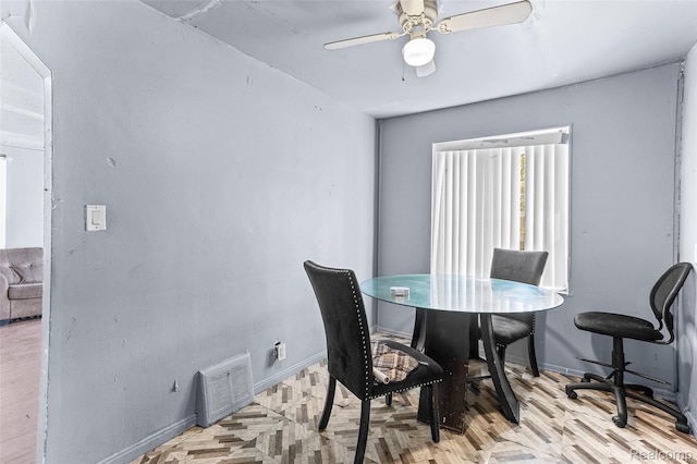 16934 Pembroke Ave, Detroit, MI 48235 - dining room with a ceiling fan and light wood-style flooring
