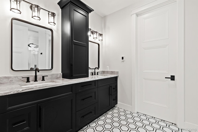 4286 Center Rd, Linden, MI 48451 - full bathroom featuring double vanity and tile patterned floors