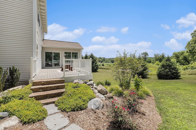8608 52nd St SE, Ada, MI 49301 - view of green lawn with a wooden deck