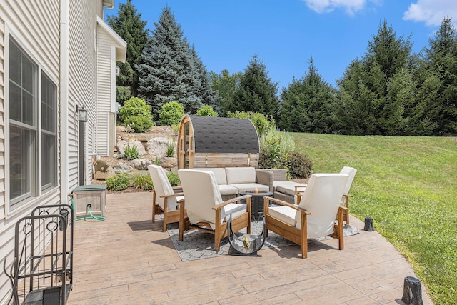 8608 52nd St SE, Ada, MI 49301 - view of patio with a shed and an outdoor living space
