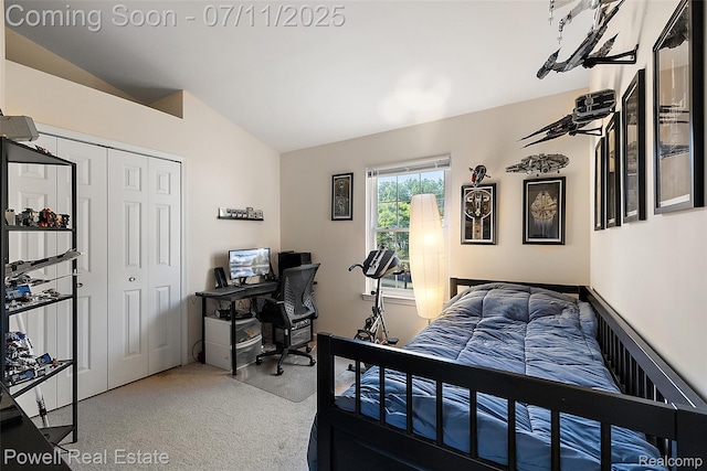 2601 Eardman Ct, Westland, MI 48186 - carpeted bedroom featuring lofted ceiling, an office area, and a closet