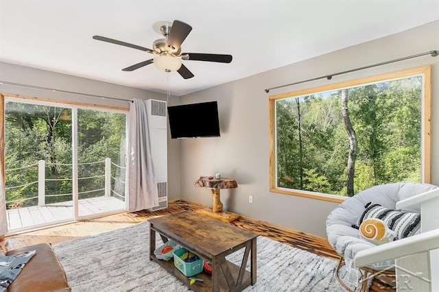 1873 Sanderson Rd, Prescott, MI 48756 - living area with a ceiling fan