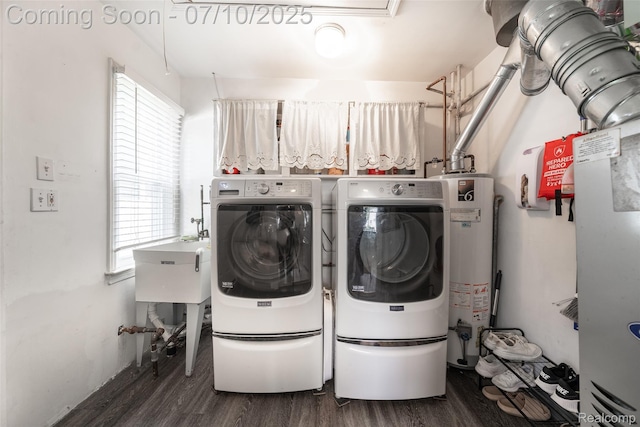 2216 Barrett Ave, Royal Oak, MI 48067 - laundry area with separate washer and dryer, wood finished floors, and water heater