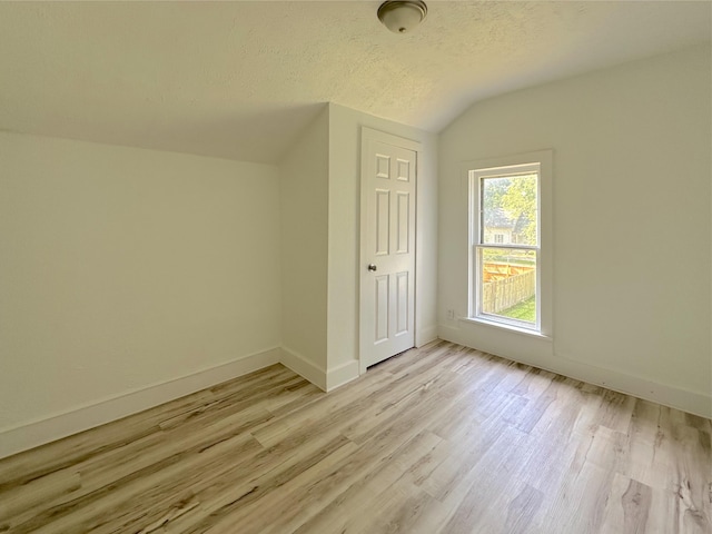 1006 Madison St, Three Rivers, MI 49093 - additional living space featuring vaulted ceiling, light wood-style flooring, and a textured ceiling
