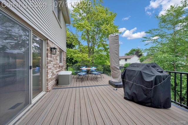 3417 Palm Aire Ct, Rochester Hills, MI 48309 - wooden deck featuring outdoor dining area and grilling area