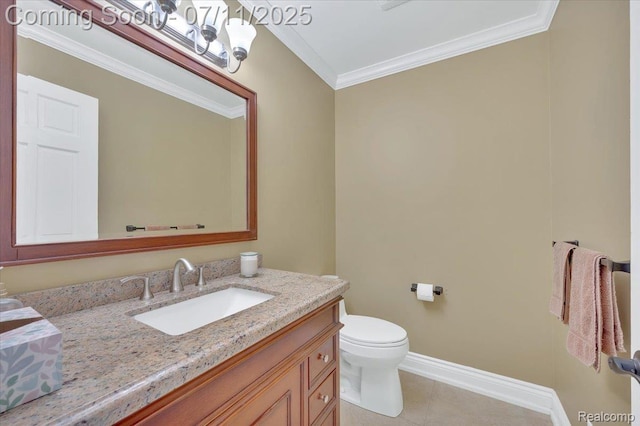 3417 Palm Aire Ct, Rochester Hills, MI 48309 - bathroom with crown molding, vanity, and tile patterned flooring
