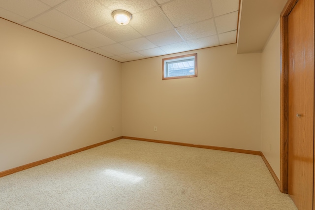 1428 Sherry Dr, Portage, MI 49024 - below grade area featuring a paneled ceiling and light colored carpet