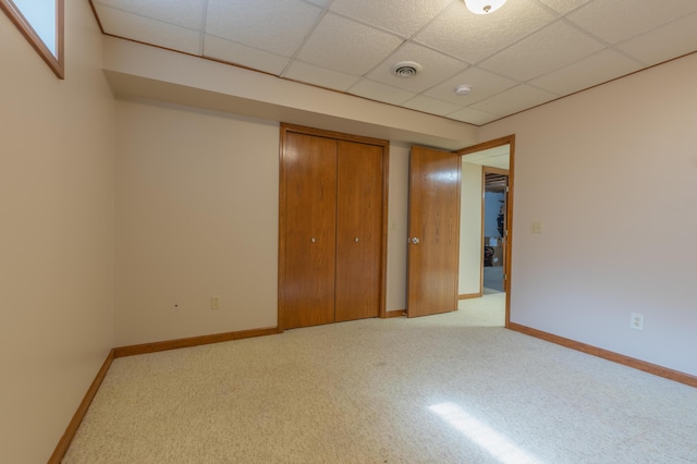 1428 Sherry Dr, Portage, MI 49024 - unfurnished bedroom with carpet floors, a closet, and a drop ceiling