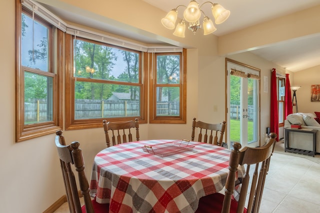 1428 Sherry Dr, Portage, MI 49024 - dining space with a chandelier and light tile patterned floors