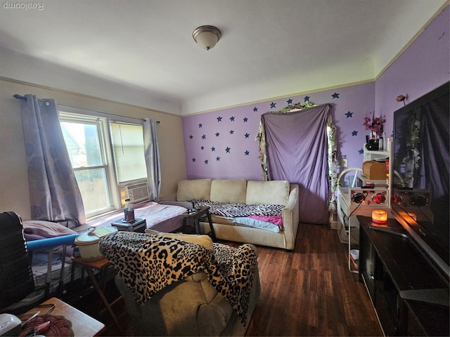4417 Elizabeth St, Wayne, MI 48184 - living room featuring dark wood-style floors and cooling unit