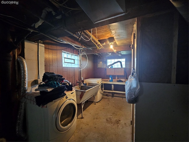 4417 Elizabeth St, Wayne, MI 48184 - basement featuring washer and clothes dryer and a sink