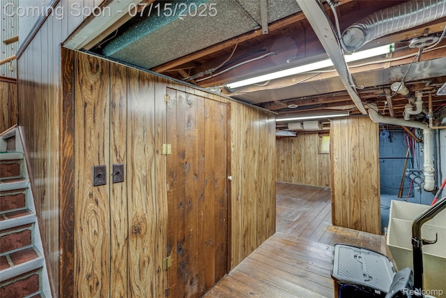 20225 Shady Lane Ave, Saint Clair Shores, MI 48080 - below grade area featuring wood walls and wood-type flooring