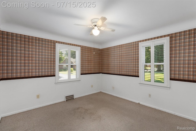 20225 Shady Lane Ave, Saint Clair Shores, MI 48080 - carpeted spare room featuring wallpapered walls and a ceiling fan