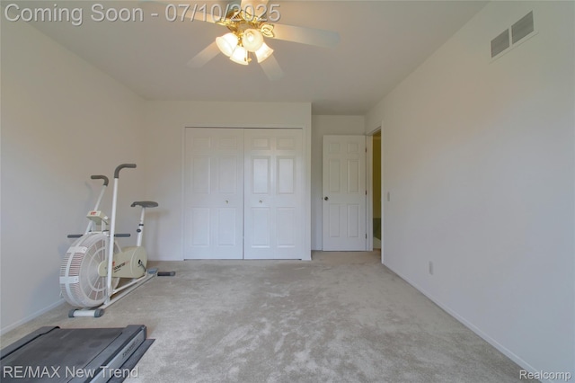 21905 Roxbury Dr, Novi, MI 48374 - unfurnished bedroom featuring a closet, carpet floors, and a ceiling fan