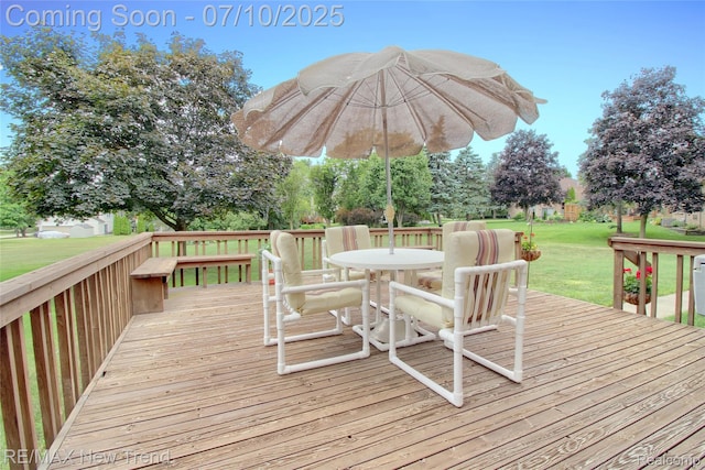 21905 Roxbury Dr, Novi, MI 48374 - wooden terrace with a yard and outdoor dining space