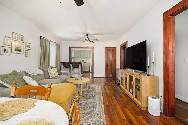23926 Elmira St, Saint Clair Shores, MI 48082 - living area with a ceiling fan and wood finished floors