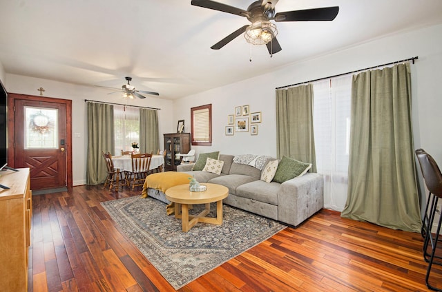 23926 Elmira St, Saint Clair Shores, MI 48082 - living room featuring a ceiling fan and wood-type flooring