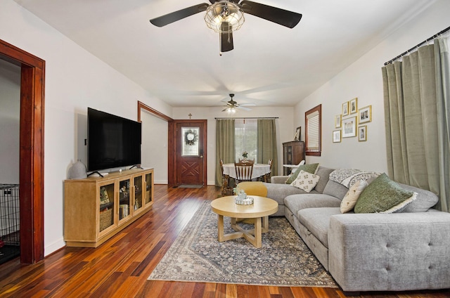 23926 Elmira St, Saint Clair Shores, MI 48082 - living room featuring ceiling fan and wood finished floors