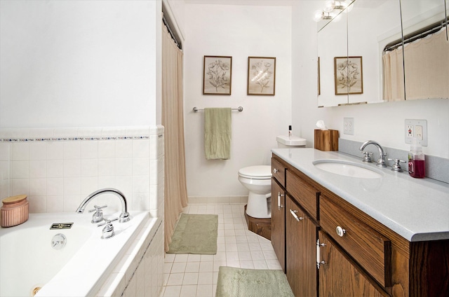 23926 Elmira St, Saint Clair Shores, MI 48082 - full bathroom with vanity, a bath, and tile patterned floors