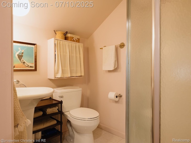 4858 Yorkshire Rd, Detroit, MI 48224 - full bathroom with vaulted ceiling, tile patterned flooring, and a shower