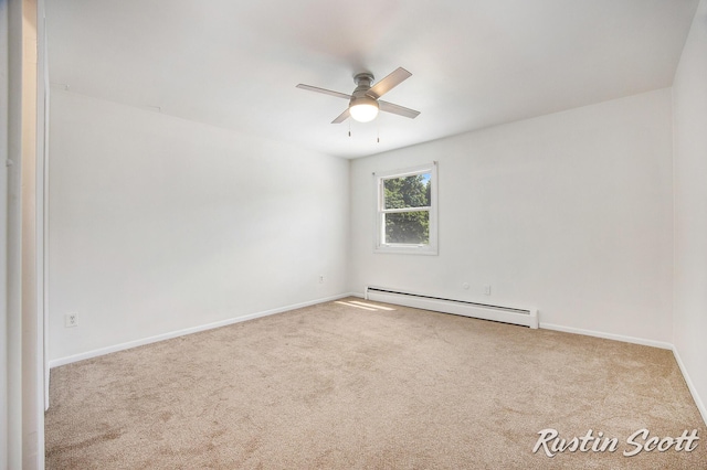 2953-2955 Okemos Dr SE, Grand Rapids, MI 49546 - carpeted empty room featuring a baseboard radiator and ceiling fan