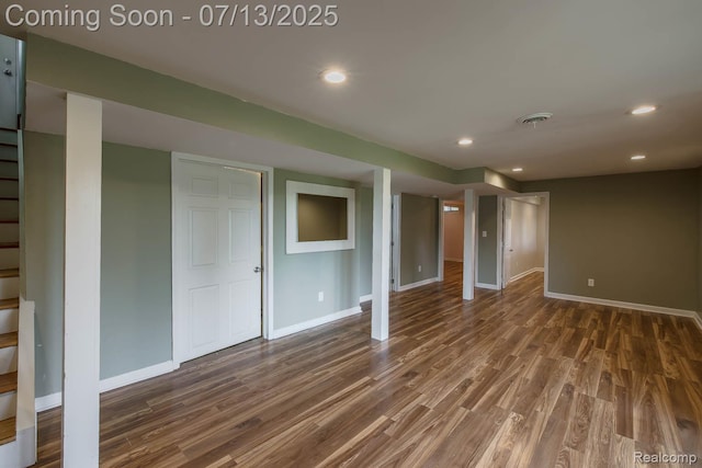 7709 Shelley Dr, Clarkston, MI 48348 - finished basement featuring wood finished floors, stairs, and recessed lighting