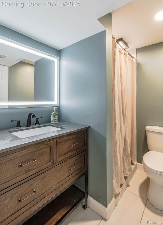 7709 Shelley Dr, Clarkston, MI 48348 - bathroom with vanity, a shower with curtain, and tile patterned flooring