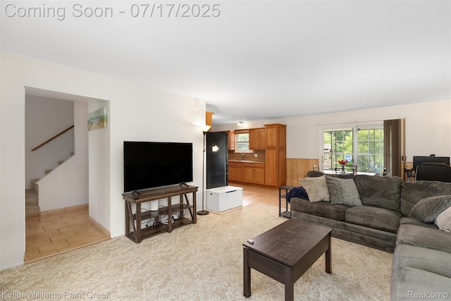 1046 Stonehenge Rd, Flint, MI 48532 - living area with stairway
