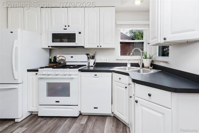 437 Normandy Rd, Royal Oak, MI 48073 - kitchen featuring white appliances, dark countertops, and white cabinets