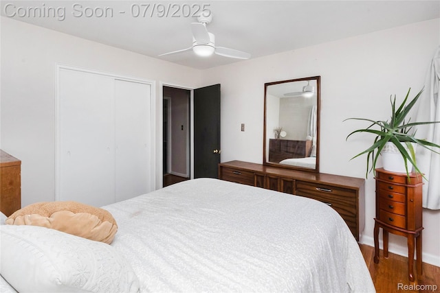 437 Normandy Rd, Royal Oak, MI 48073 - bedroom with a closet, wood finished floors, and ceiling fan