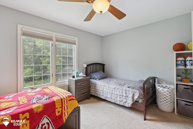 7266 Dodge Rd, Montrose, MI 48457 - bedroom featuring light carpet and ceiling fan