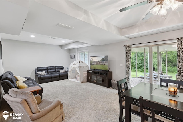 7266 Dodge Rd, Montrose, MI 48457 - carpeted living room with ceiling fan and recessed lighting