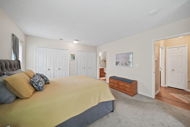 824 W Barrington Cir, Jackson, MI 49203 - bedroom with two closets, carpet, and connected bathroom