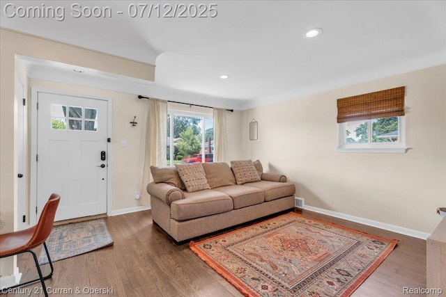 23139 Deziel St, Saint Clair Shores, MI 48082 - living room featuring wood finished floors and recessed lighting