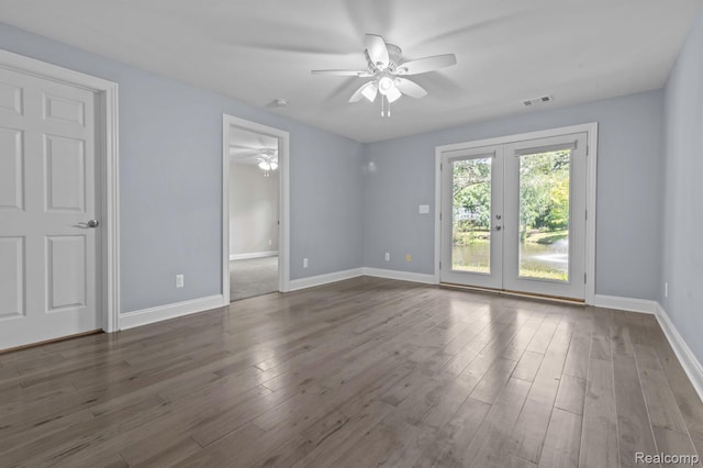 4350 Pine Ridge Ct, Ann Arbor, MI 48105 - spare room with ceiling fan, wood finished floors, and french doors