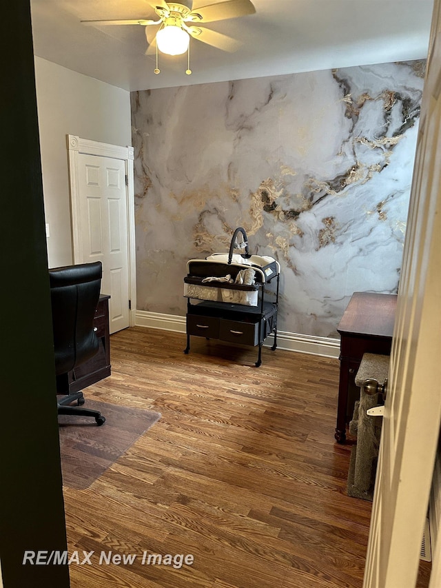 419 N Birney St, Bay City, MI 48708 - office featuring a ceiling fan and wood finished floors