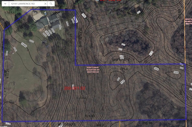 12141 Lawrence Rd, Brooklyn, MI 49230 - map / location with property parcel outlined